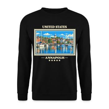 Vereinigte Staaten Annapolis Vintage Reisemarke - Unisex Pullover - Schwarz - Vorne - Alina (178cm) & Michal (187cm)