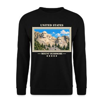 Vereinigte Staaten Mount Rushmore Vintage Marke - Unisex Pullover - Schwarz - Vorne - Alina (178cm) & Michal (187cm)