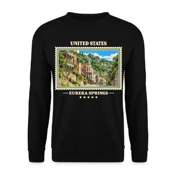 Vereinigte Staaten Eureka Springs Vintage Reisemar - Unisex Pullover - Schwarz - Vorne - Alina (178cm) & Michal (187cm)
