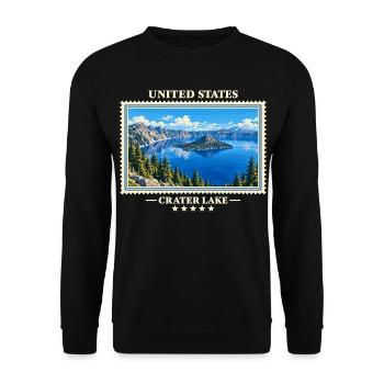 Vereinigte Staaten Crater Lake Vintage Reisemarke - Unisex Pullover - Schwarz - Vorne - Alina (178cm) & Michal (187cm)