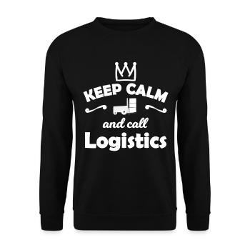 Keep Calm Logistik Spruch - Unisex Pullover - Schwarz - Vorne - Alina (178cm) & Michal (187cm)