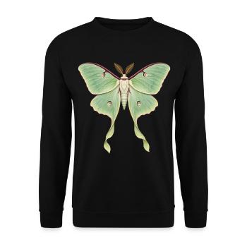Luna-Motte mit langen Bandschwänzen - Unisex Pullover - Schwarz - Vorne - Alina (178cm) & Michal (187cm)