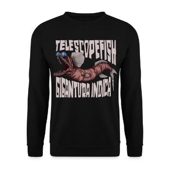 Tiefsee Monster - Teleskopfisch - Unisex Pullover - Schwarz - Vorne - Alina (178cm) & Michal (187cm)