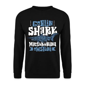 Tiefsee Monster - Koboldhai - Unisex Pullover - Schwarz - Vorne - Alina (178cm) & Michal (187cm)