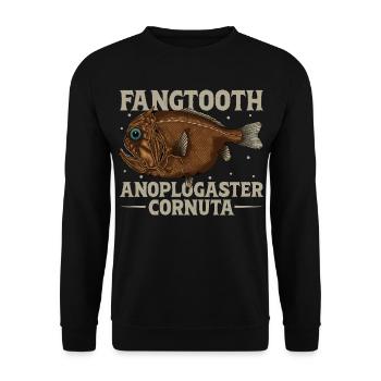 Tiefsee Monster - Fangzahnfisch - Unisex Pullover - Schwarz - Vorne - Alina (178cm) & Michal (187cm)