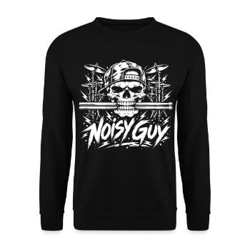 Noisy Guy Drummer Skull - Unisex Pullover - Schwarz - Vorne - Alina (178cm) & Michal (187cm)