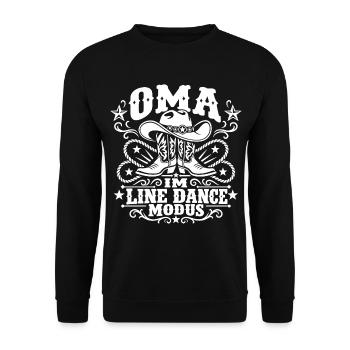 Oma im Line Dance Modus - Unisex Pullover - Schwarz - Vorne - Alina (178cm) & Michal (187cm)