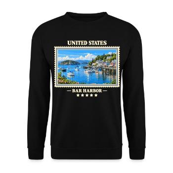 Vereinigte Staaten Bar Harbor Vintage Reisemarke - Unisex Pullover - Schwarz - Vorne - Alina (178cm) & Michal (187cm)