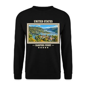 Vereinigte Staaten Harpers Ferry Vintage Marke - Unisex Pullover - Schwarz - Vorne - Alina (178cm) & Michal (187cm)