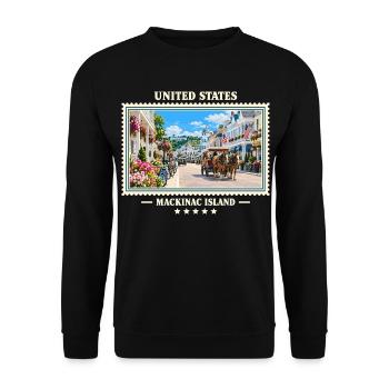 Vereinigte Staaten Mackinac Island Vintage Marke - Unisex Pullover - Schwarz - Vorne - Alina (178cm) & Michal (187cm)