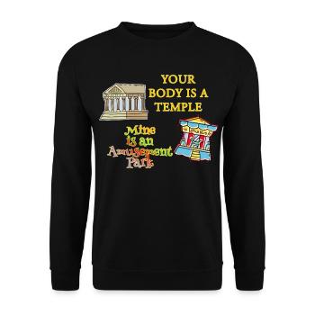 Temple Body Vergnügungspark - Unisex Pullover - Schwarz - Vorne - Alina (178cm) & Michal (187cm)