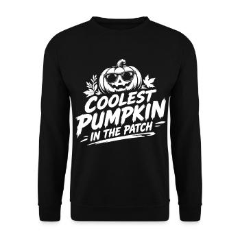 Coolest Pumpkin in the Patch Halloween Spruch - Unisex Pullover - Schwarz - Vorne - Alina (178cm) & Michal (187cm)
