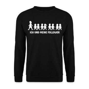 Ich und meine Follower lustige Erzieherin Sprüche - Unisex Pullover - Schwarz - Vorne - Alina (178cm) & Michal (187cm)