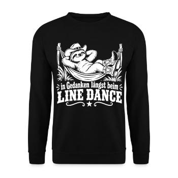 Gedanken beim Line Dance - Unisex Pullover - Schwarz - Vorne - Alina (178cm) & Michal (187cm)