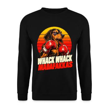 Whack Whack Boxer Dackel Retro Humor - Unisex Pullover - Schwarz - Vorne - Alina (178cm) & Michal (187cm)