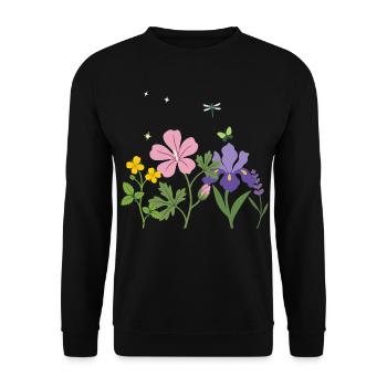 Blumen botanisch Blumenmotiv Illustration Garten - Unisex Pullover - Schwarz - Vorne - Alina (178cm) & Michal (187cm)