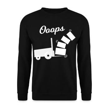 Oops Kippender Lastwagen Design - Unisex Pullover - Schwarz - Vorne - Alina (178cm) & Michal (187cm)