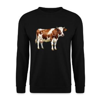 Kuh_aquarell_Geschenkidee_Bauer_Landwirte - Unisex Pullover - Schwarz - Vorne - Alina (178cm) & Michal (187cm)