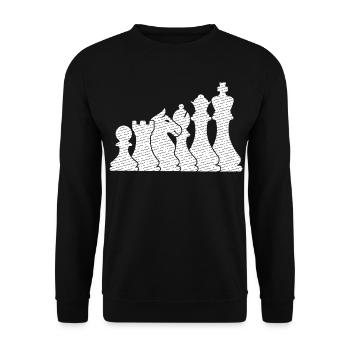 Schach Design Mit Schachfiguren Für Schachspieler - Unisex Pullover - Schwarz - Vorne - Alina (178cm) & Michal (187cm)