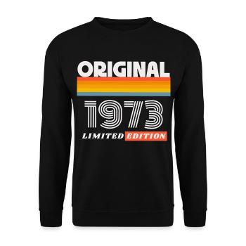 1973 Original Geburtstag Retro Vintage 70er Spruch - Unisex Pullover - Schwarz - Vorne - Alina (178cm) & Michal (187cm)