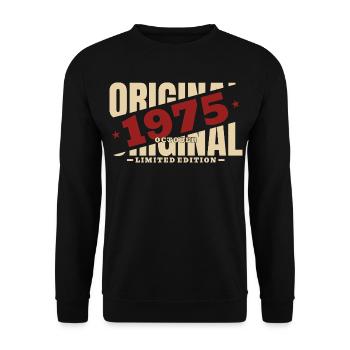 51. Geburtstag Geschenk Mann Original Oktober 1975 - Unisex Pullover - Schwarz - Vorne - Alina (178cm) & Michal (187cm)