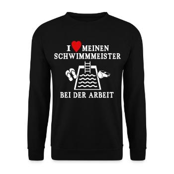 Schwimmmeister Liebe Bademeister Herz - Unisex Pullover - Schwarz - Vorne - Alina (178cm) & Michal (187cm)