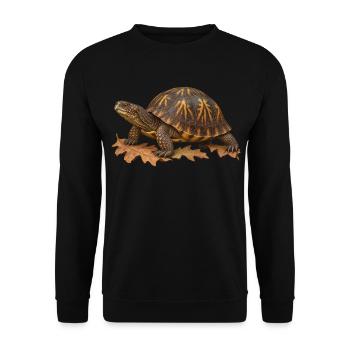 Östliche Boxschildkröte im Eichenlaubstreu - Unisex Pullover - Schwarz - Vorne - Alina (178cm) & Michal (187cm)
