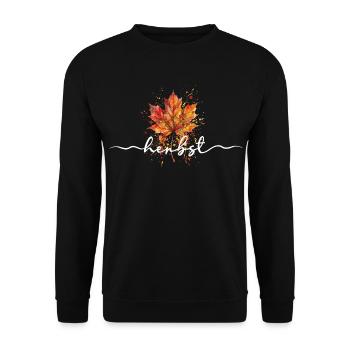 Herbst | Herbstblatt Aquarell - Unisex Pullover - Schwarz - Vorne - Alina (178cm) & Michal (187cm)