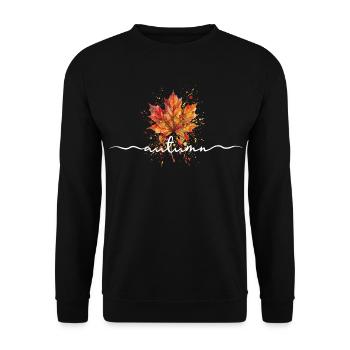 Herbst | Herbstblatt Aquarell - Unisex Pullover - Schwarz - Vorne - Alina (178cm) & Michal (187cm)