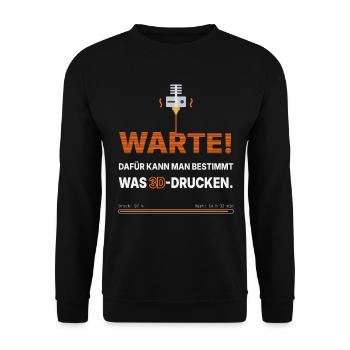 3D-Drucker Spruch: Dafür kann man was 3D-drucken - Unisex Pullover - Schwarz - Vorne - Alina (178cm) & Michal (187cm)