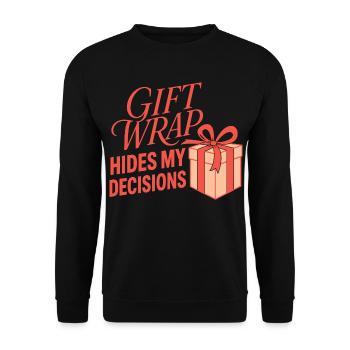 Geschenkverpackung – Gift Wrap Hides My Decisions - Unisex Pullover - Schwarz - Vorne - Alina (178cm) & Michal (187cm)
