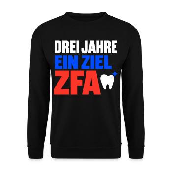 Drei Jahre ein Ziel – ZFA Ausbildung Abschluss - Unisex Pullover - Schwarz - Vorne - Alina (178cm) & Michal (187cm)