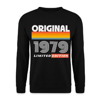 1979 Original Geburtstag Retro Vintage 70er Spruch - Unisex Pullover - Schwarz - Vorne - Alina (178cm) & Michal (187cm)