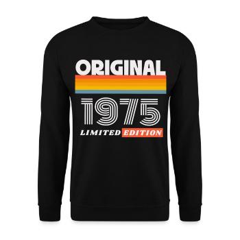 1975 Original Geburtstag Retro Vintage 70er Spruch - Unisex Pullover - Schwarz - Vorne - Alina (178cm) & Michal (187cm)