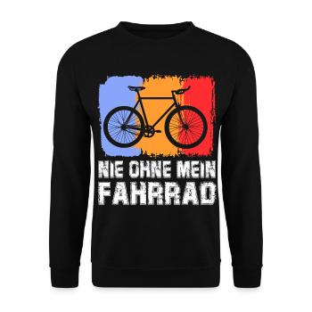 Nie ohne mein Fahrrad Bike Sprüche Fahren E Bike - Unisex Pullover - Schwarz - Vorne - Alina (178cm) & Michal (187cm)