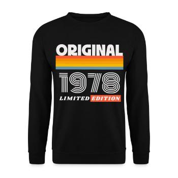 1978 Original Geburtstag Retro Vintage 70er Spruch - Unisex Pullover - Schwarz - Vorne - Alina (178cm) & Michal (187cm)