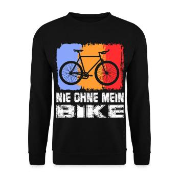 Nie ohne mein Bike Sprüche Fahrrad fahren Bike - Unisex Pullover - Schwarz - Vorne - Alina (178cm) & Michal (187cm)