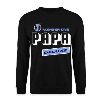Papa Number One Deluxe Bester Familie Family - Unisex Pullover - Schwarz - Vorne - Alina (178cm) & Michal (187cm)