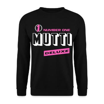 Mutti Number One Deluxe Beste Familie Beste Mutti - Unisex Pullover - Schwarz - Vorne - Alina (178cm) & Michal (187cm)