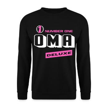 Oma Number One Deluxe Beste Familie Beste Oma - Unisex Pullover - Schwarz - Vorne - Alina (178cm) & Michal (187cm)
