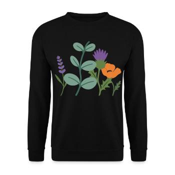 Mohn Blumen Lavendel Distel - Unisex Pullover - Schwarz - Vorne - Alina (178cm) & Michal (187cm)