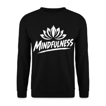 Mindfulness Achtsamkeit Lotusblumen Meditation - Unisex Pullover - Schwarz - Vorne - Alina (178cm) & Michal (187cm)