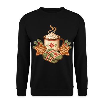 Gemütliche Weihnacht heiße Schokolade - Unisex Pullover - Schwarz - Vorne - Alina (178cm) & Michal (187cm)