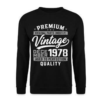 Vintage Qualitätsausgabe Dezember 1978 - Unisex Pullover - Schwarz - Vorne - Alina (178cm) & Michal (187cm)