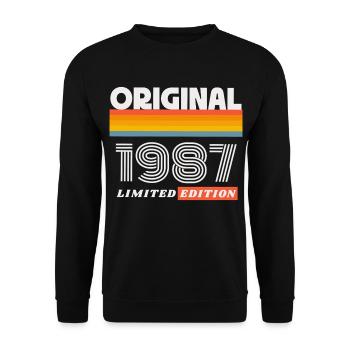 1987 Original Geburtstag Retro Vintage 80er Spruch - Unisex Pullover - Schwarz - Vorne - Alina (178cm) & Michal (187cm)