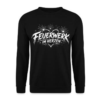 Feuerwerk im Herzen - Unisex Pullover - Schwarz - Vorne - Alina (178cm) & Michal (187cm)