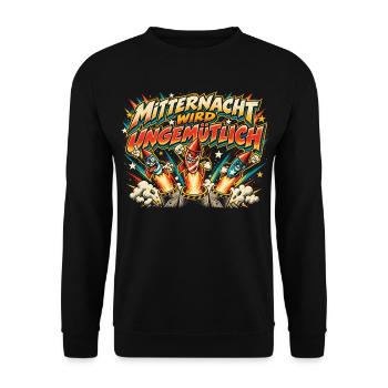 Mitternacht wird ungemütlich - Unisex Pullover - Schwarz - Vorne - Alina (178cm) & Michal (187cm)