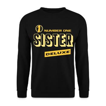 Sister Schwester Number One Deluxe Bester Familie - Unisex Pullover - Schwarz - Vorne - Alina (178cm) & Michal (187cm)