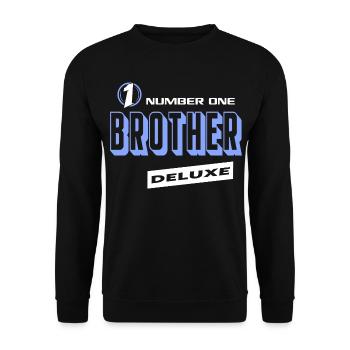 Brother Bruder Number One Deluxe Bester-Familie - Unisex Pullover - Schwarz - Vorne - Alina (178cm) & Michal (187cm)