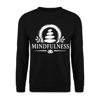 Mindfulness Achtsamkeit Zen Steine Meditation - Unisex Pullover - Schwarz - Vorne - Alina (178cm) & Michal (187cm)